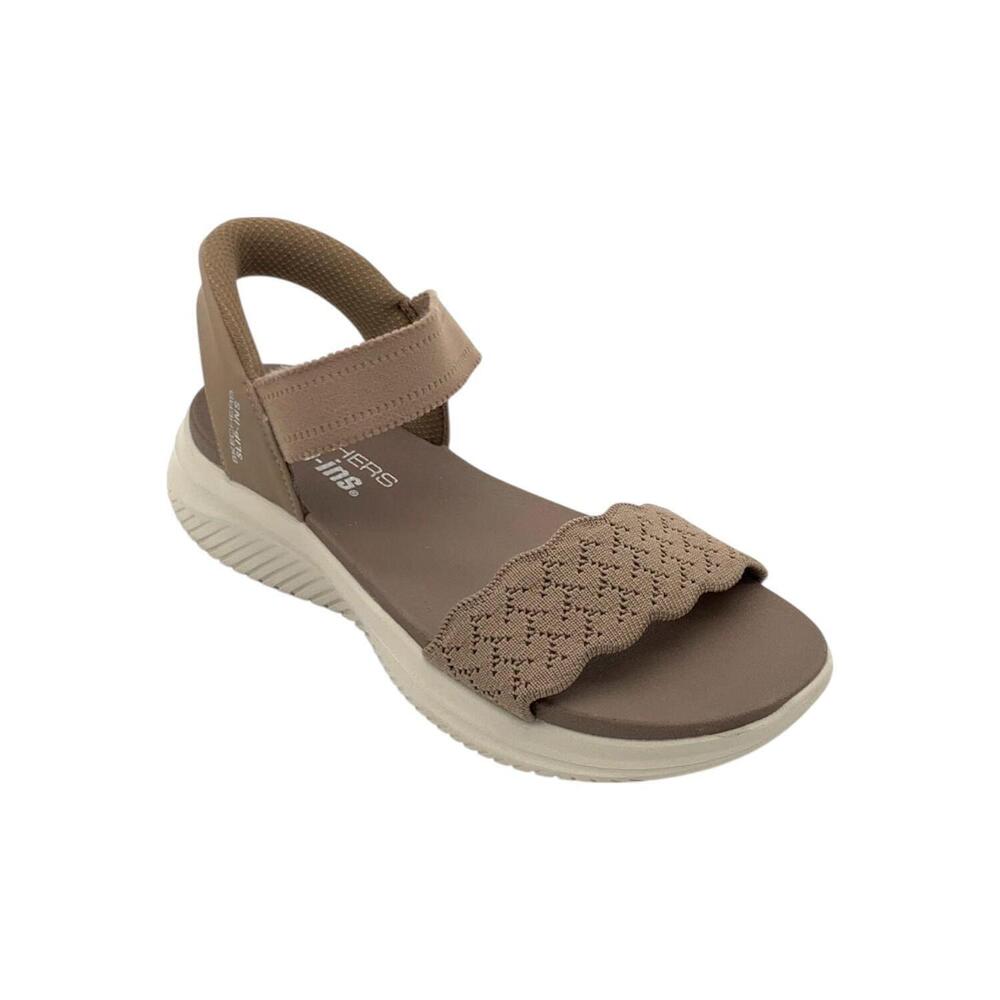 Skechers Slip Ins Ultra-Flex Knit Sandals Feelin' Pretty Mocha - Wide